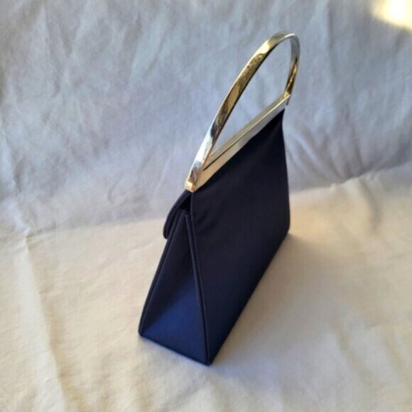Vintage Blue Satin Mini Handbag - Picture 6 of 11